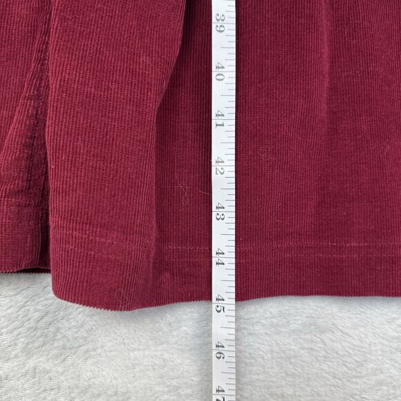 Vtg 90s Corduroy Shirt Dress 2 Petite Burgundy Pockets Modest Maxi Cottage Boho - Picture 11 of 16
